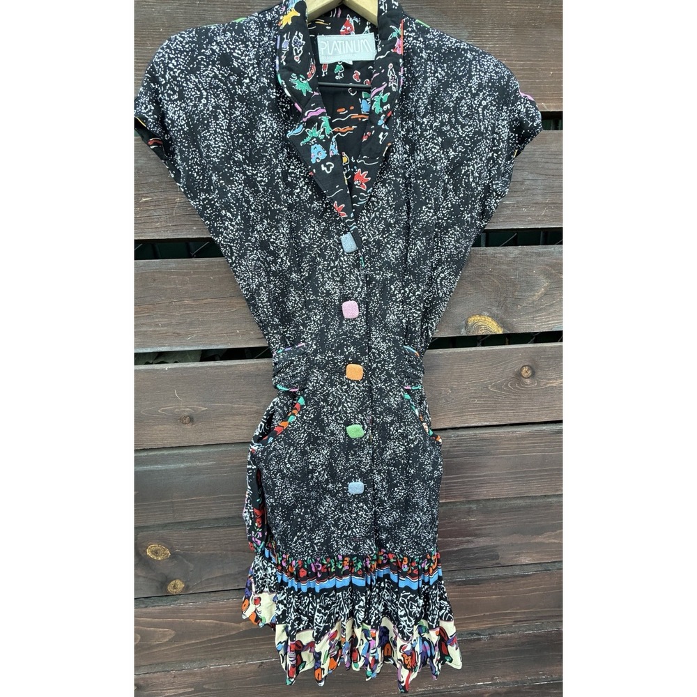 PLATINUM DOROTHY SCHOELEN Funky Wearable Art Boho Hippie Dress Size 6 Small